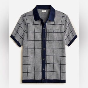 NWT J.Crew Cotton jacquard short-sleeve cardigan sweater-polo